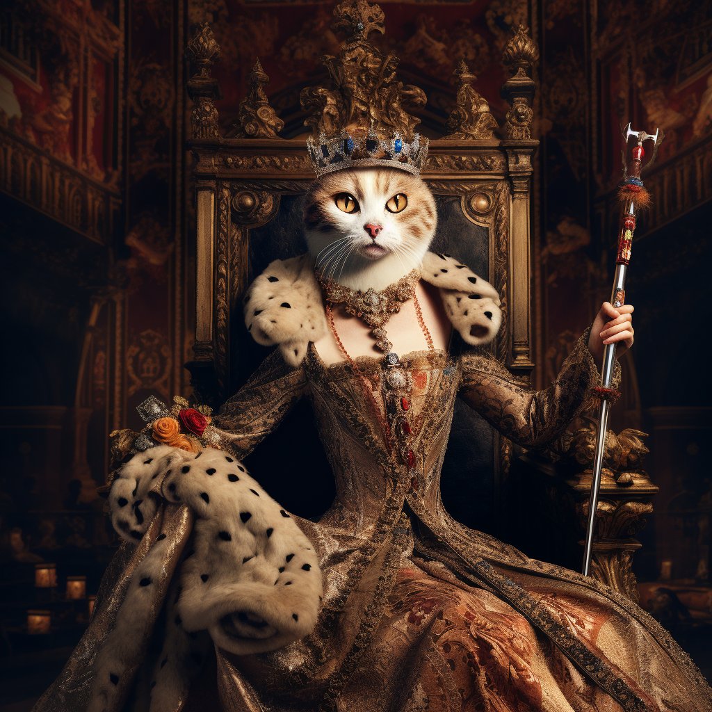 Regal Resplendence: Custom Pet Portraits from Photos Fit for Royalty