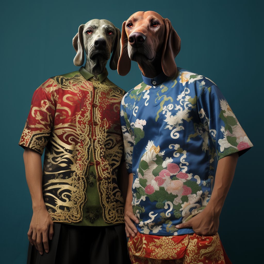 Family Ties Unleashed: Japanese-Inspired Dog Portraits for Every Member