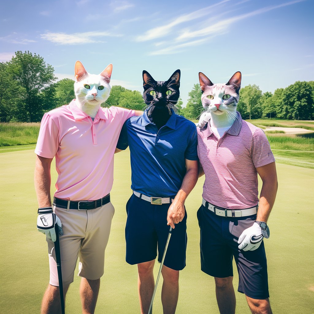 Furry Family Legacy: Outdoor Golf Fun in a Custom Family Portrait Canvas