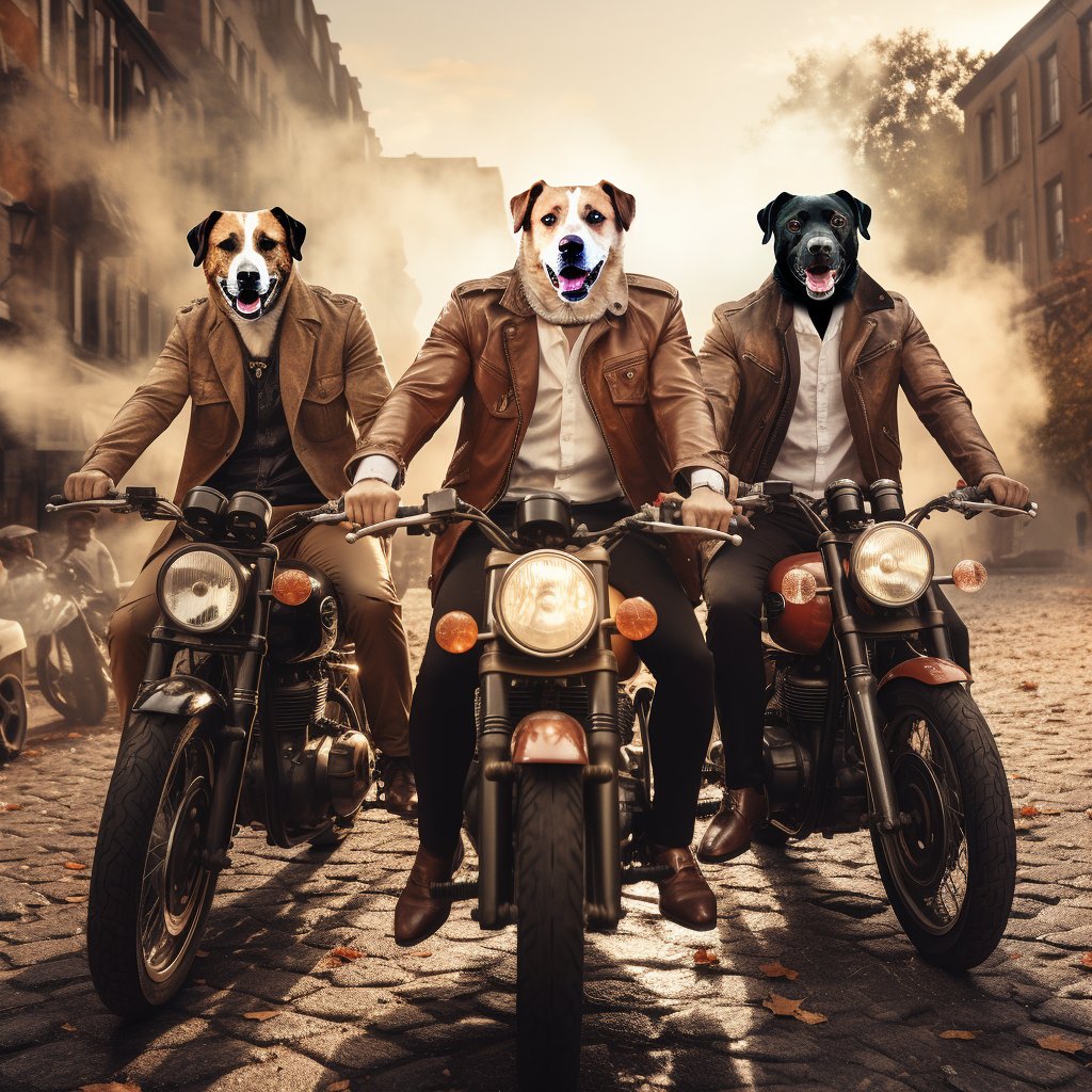 Framed Velocity: Furryroyal's Motorcycle Majesty in Canvas Portrait