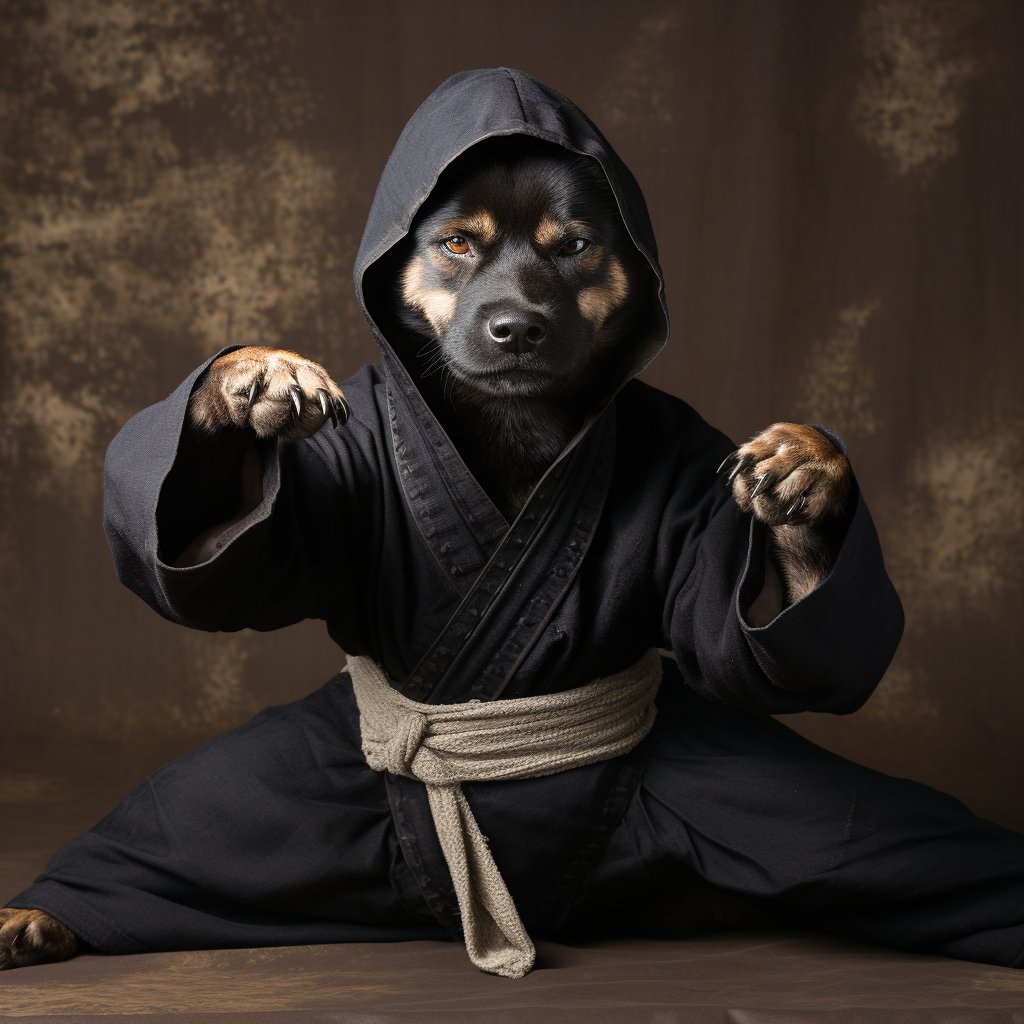 Brushes of Ninja Mastery: Dog Portrait Painters Unleashed