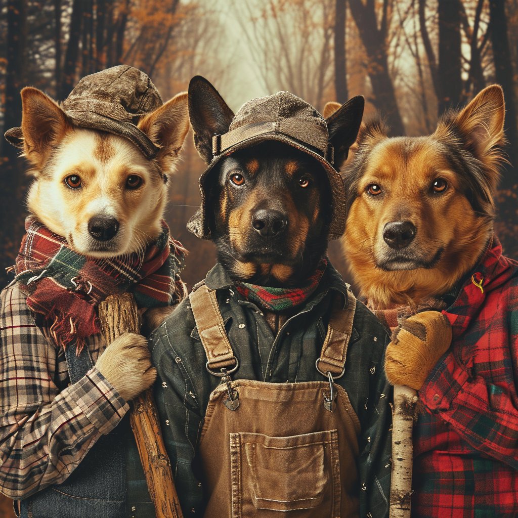 Lumberjack Tails and Trails: Custom Pet Canvas Portrait