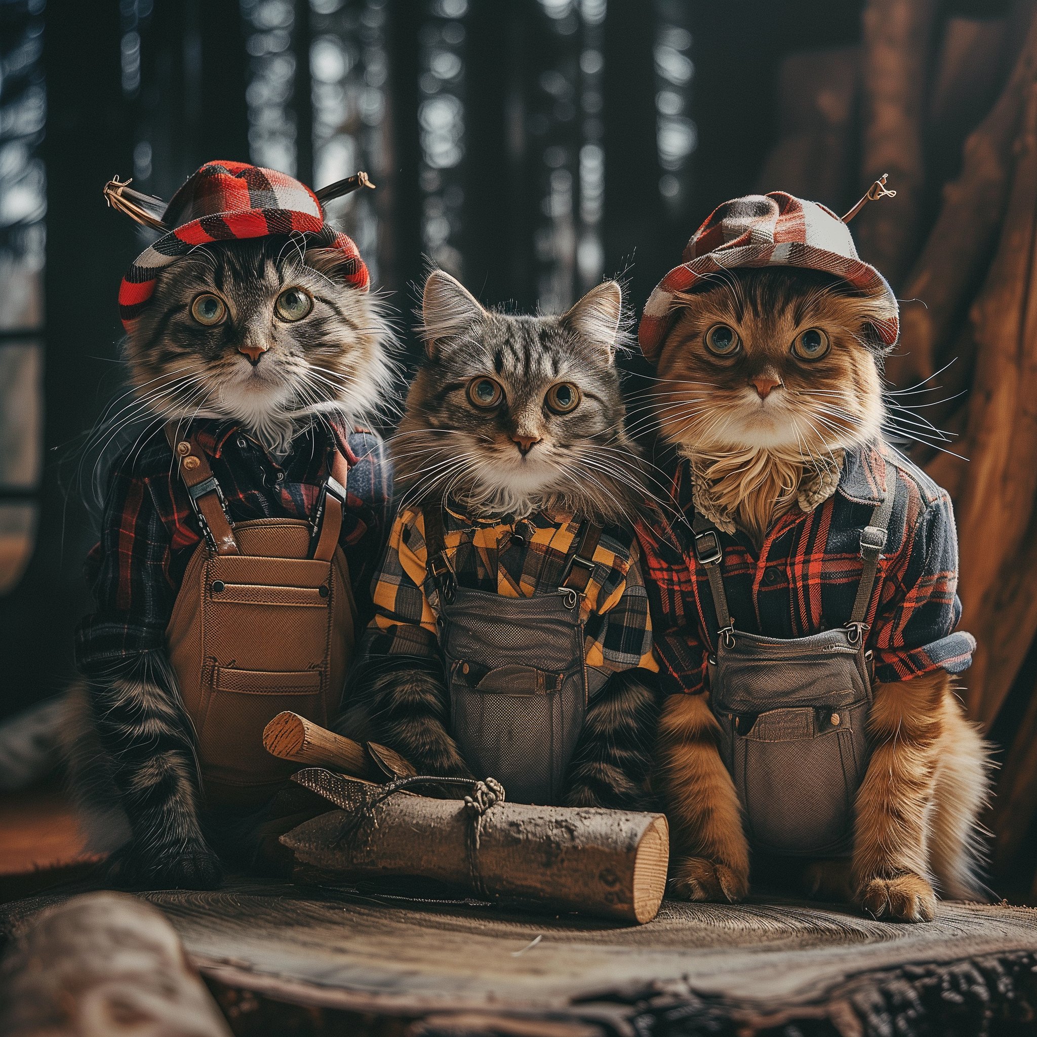 Furry Duo's Self-Portrait: Lumberjack Adventures Unveiled