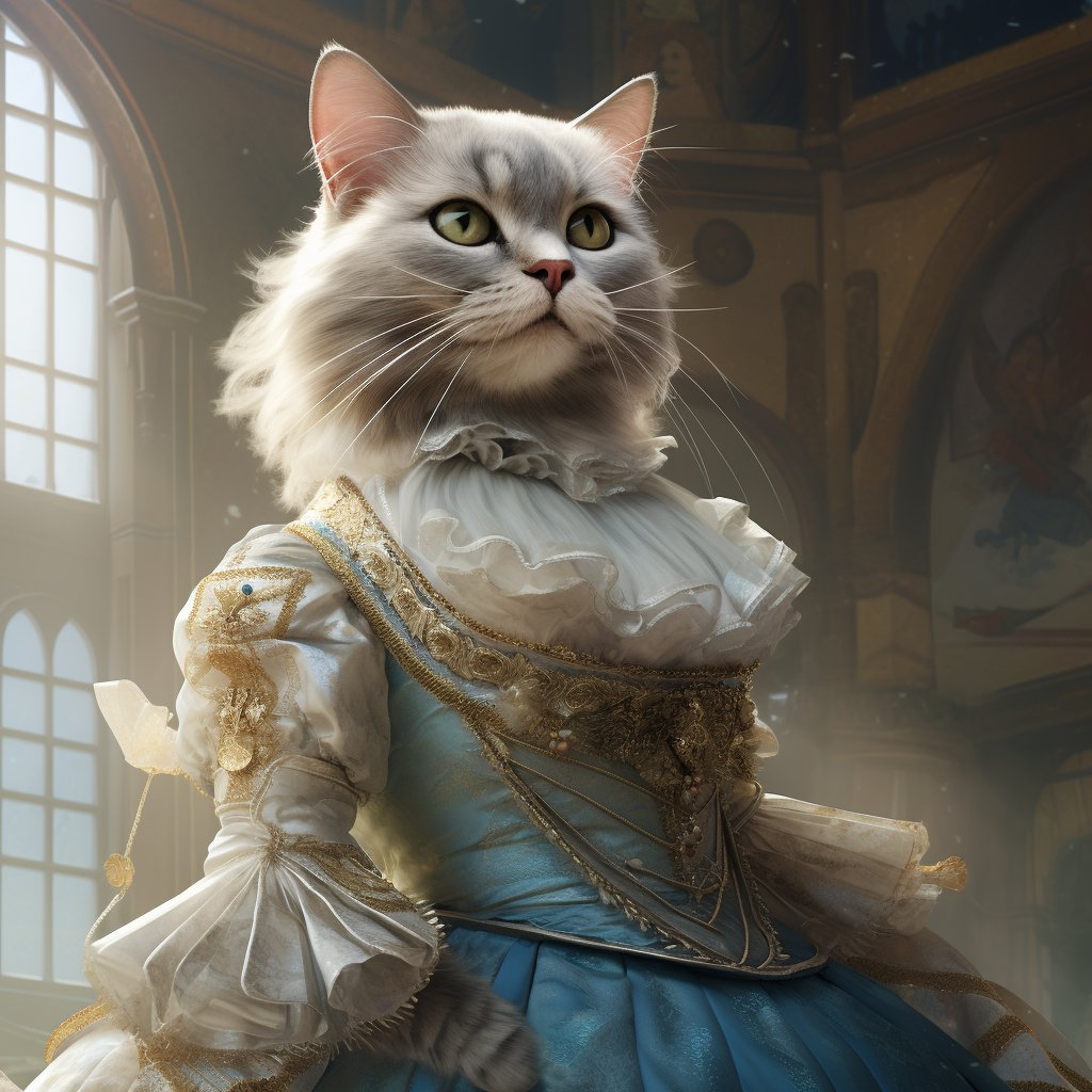 Regal Feline Grace: Custom Cat Portrait Ornament